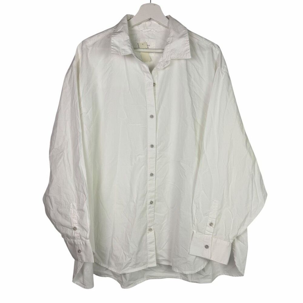 Aerie White Large Long Sleeve Oversized Button Down Blouse NEW